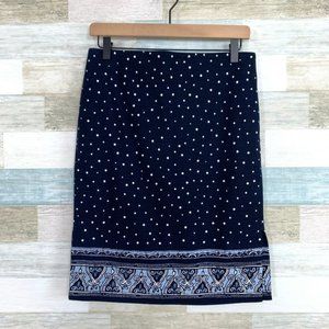 Like New - LOFT Polka Dot Pencil Skirt Blue White